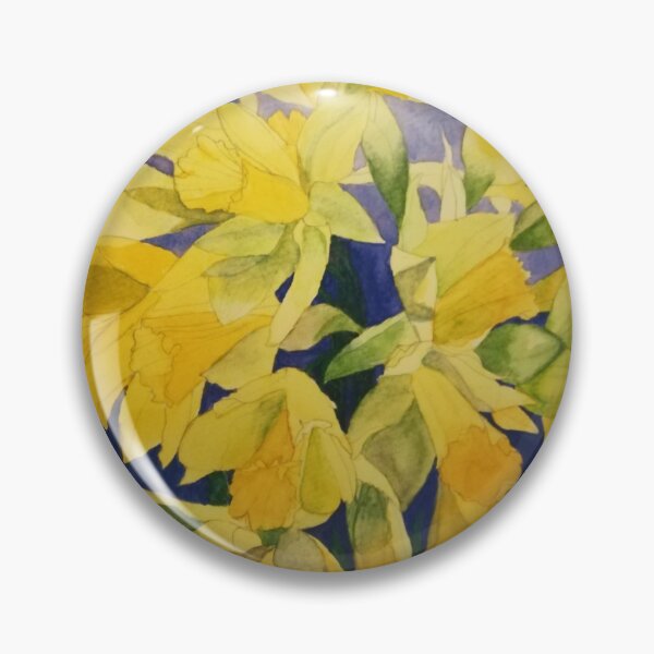 Item preview, Daffodils watercolour painting with a deep purple blue background. designed and sold by esvb.