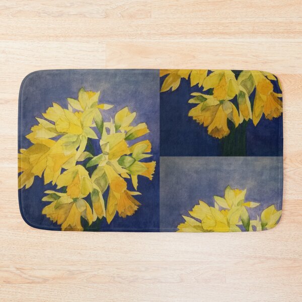Item preview, Daffodils watercolour painting with a deep purple blue background. designed and sold by esvb.