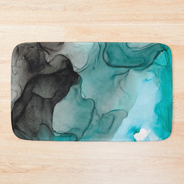 Item preview, Black and Turquoise 2 123 Abstract Alcohol Ink Painting by Herzart designed and sold by herzart.