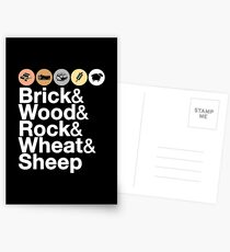 Helvetica Settlers of Catan: Brick, Wood, Rock, Wheat, Sheep | Board Game Geek Ampersand Design Postcards