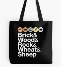 Helvetica Settlers of Catan: Brick, Wood, Rock, Wheat, Sheep | Board Game Geek Ampersand Design Tote Bag