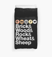 Helvetica Settlers of Catan: Brick, Wood, Rock, Wheat, Sheep | Board Game Geek Ampersand Design Duvet Cover
