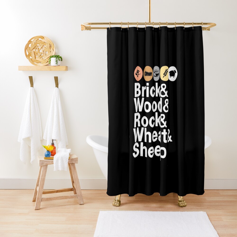 Helvetica Settlers of Catan: Brick, Wood, Rock, Wheat, Sheep | Board Game Geek Ampersand Design Shower Curtain