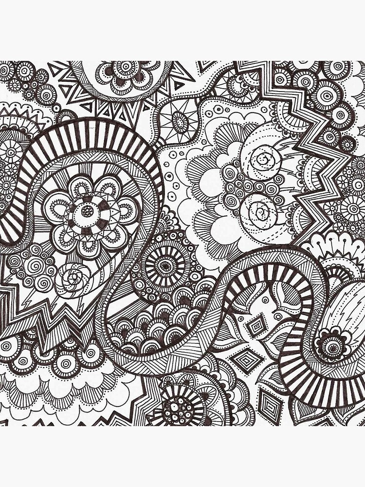 Black and White Doodle Pen Drawing, Fascinating,Lovely Design Art Board  Print for Sale by AMS-ART