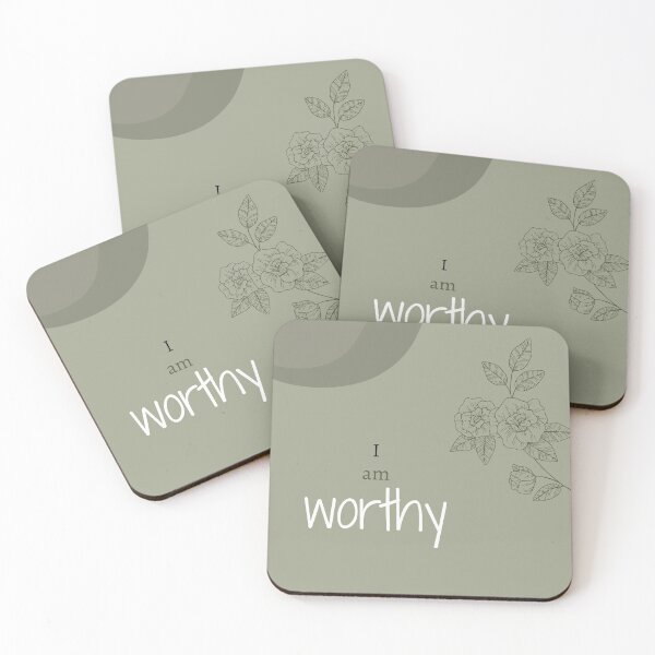 Item preview, I am worthy - olive green rose outline designed and sold by RRdesigned.