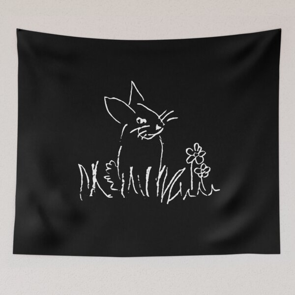 Item preview, Rabbit in Grass and Flowers (Monochrome) designed and sold by DesignsofNote.