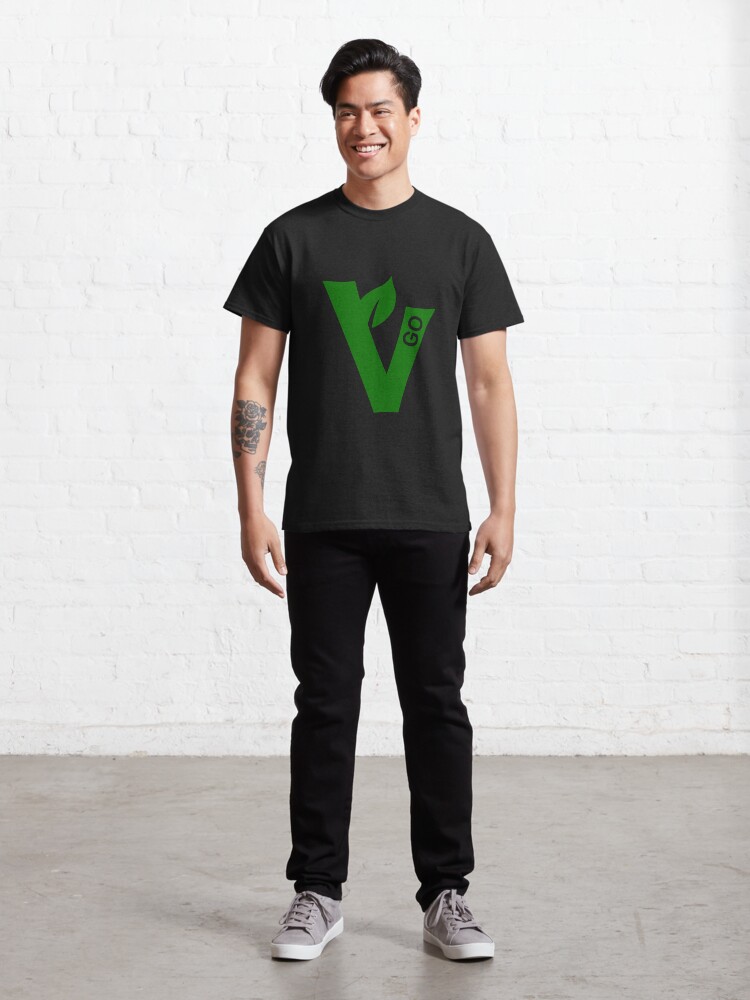 Thumbnail 3 of 7, Classic T-Shirt, V for vegan - dark BG designed and sold by reIntegration.