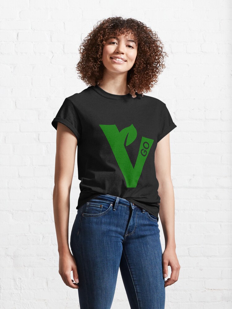 Thumbnail 4 of 7, Classic T-Shirt, V for vegan - dark BG designed and sold by reIntegration.