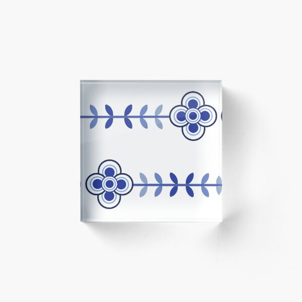Hygge inspired flowers (blue) Acrylic Block