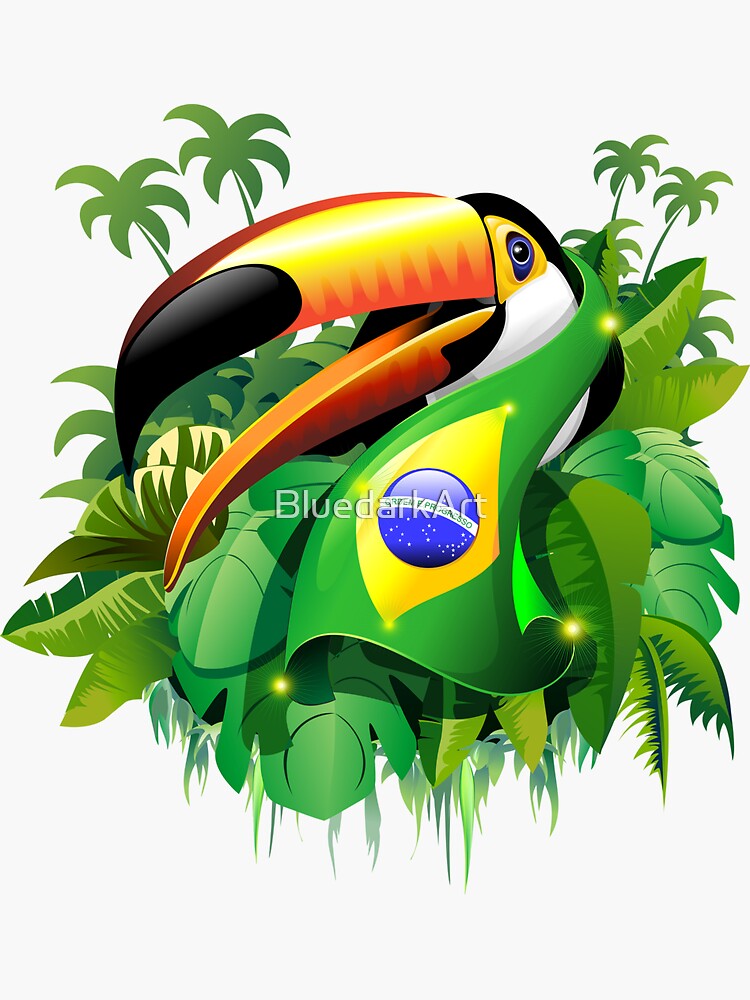 Toco Toucan on Brazil Flag by BluedarkArt