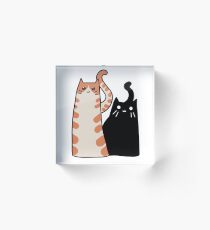 Tabby Cat and Black Cat Acrylic Block