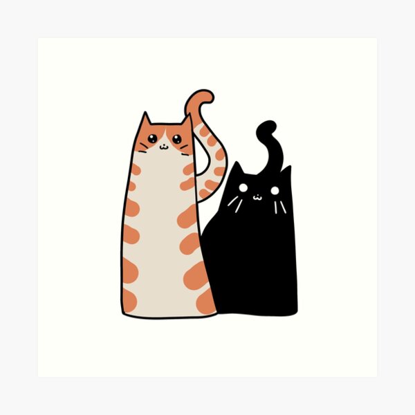 Item preview, Gato atigrado y gato negro designed and sold by SaradaBoru.