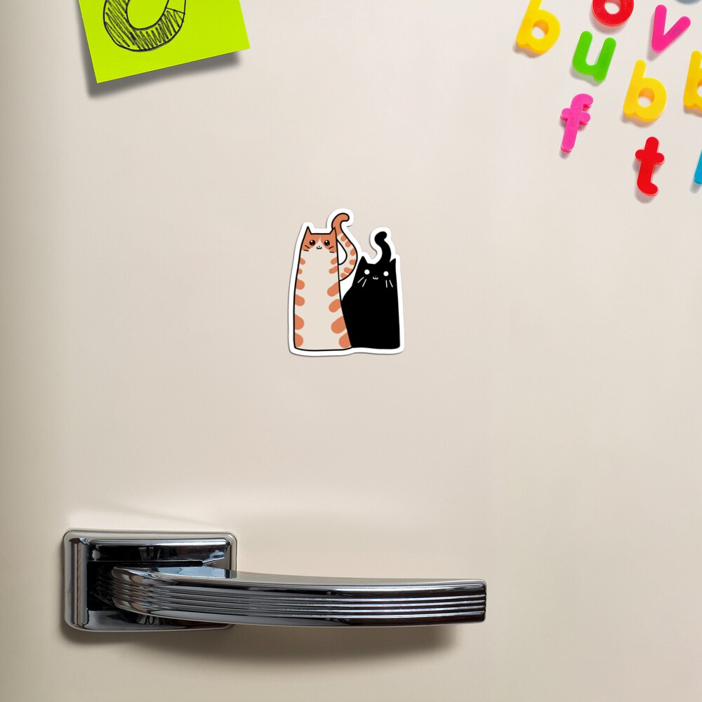 Tabby Cat and Black Cat Magnet