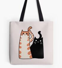 Tabby Cat and Black Cat Tote Bag