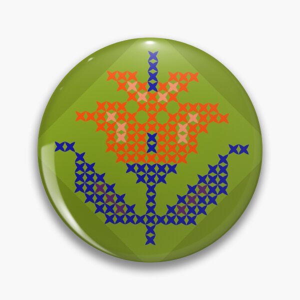 Item preview, flower green retro etno folk art designed and sold by Mydogheart4you.