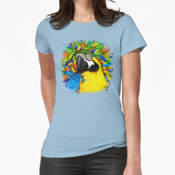 Gold and Blue Macaw Parrot Fantasy Fitted T-Shirt