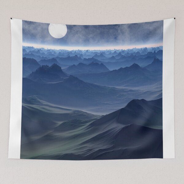 Item preview, cloudy mountain blue waves designed and sold by Lovely Smile.