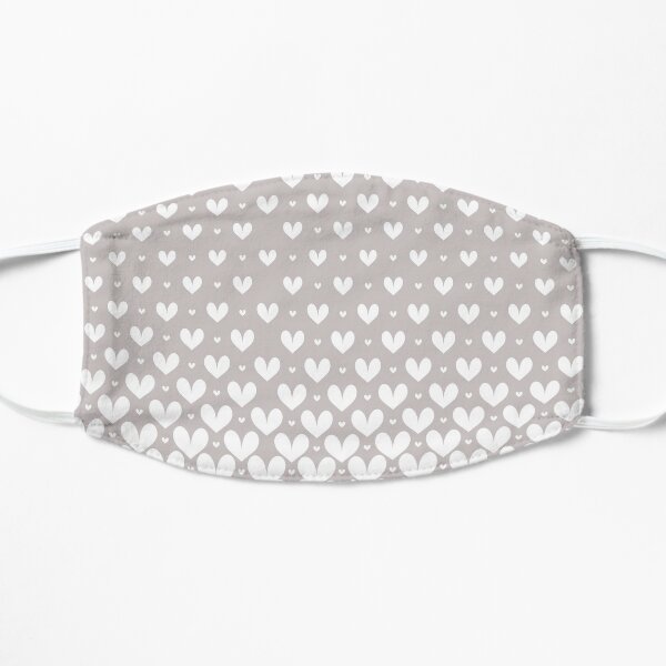Pretty Gradient Heart Pattern || Taupe White Flat Mask