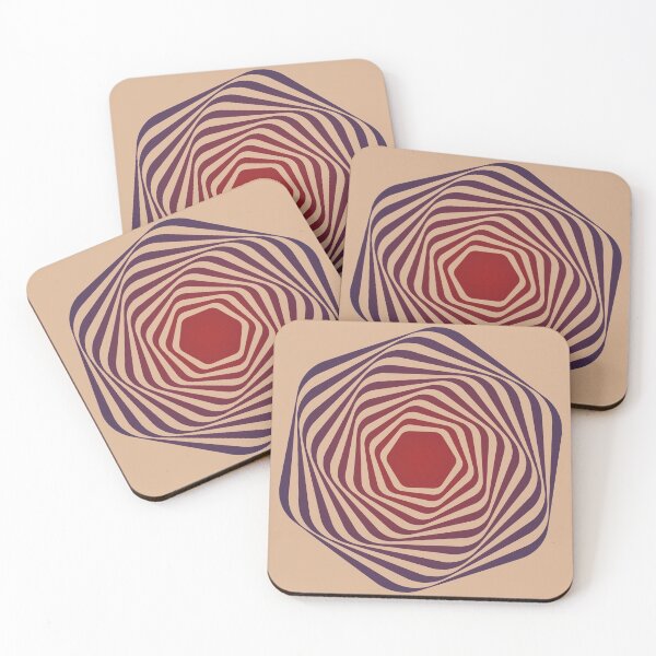 Item preview, Red Purple Gradation Hexagon Optical Illusion on Beige Background designed and sold by MarkStudio.