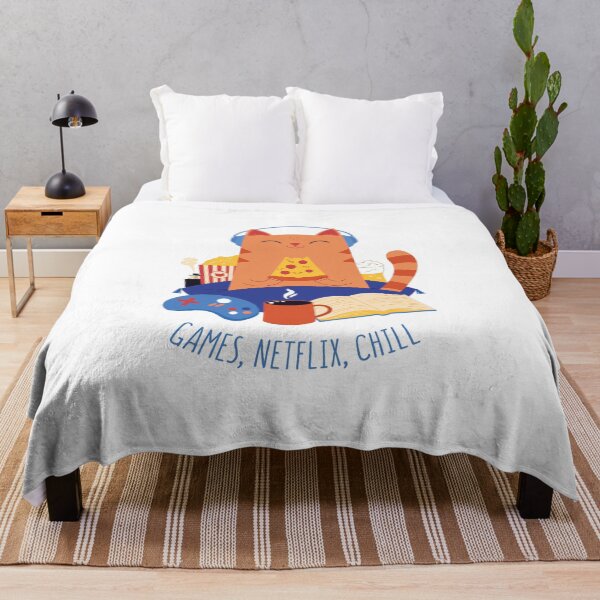 Item preview, Kitty watches Netflix, eats pizza & chills designed and sold by Art-for-World.