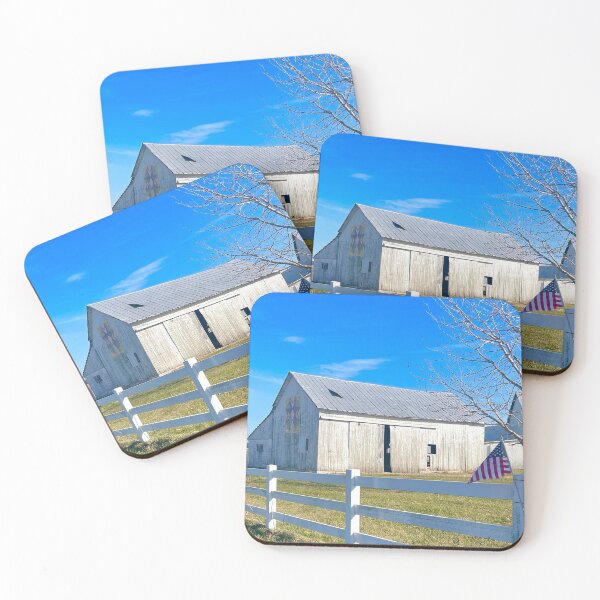Quilt barn in winter photograph Coasters (Set of 4)