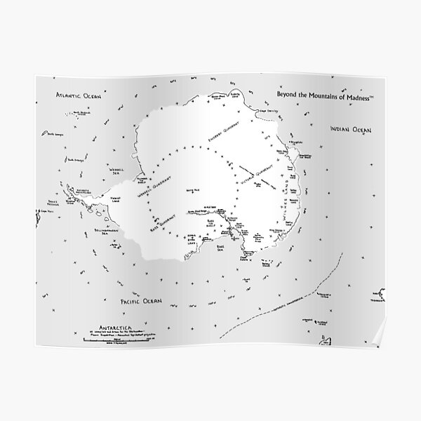 Beyond the Mountains of Madness - Player Map (Starkweather-Moore Expedition Map) Poster