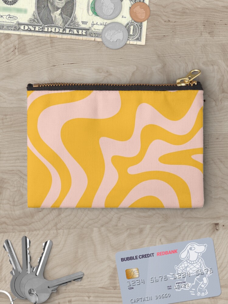 Discover Liquid Swirl Abstract Pattern in Mustard Orange and Blush Pink Makeup Bag