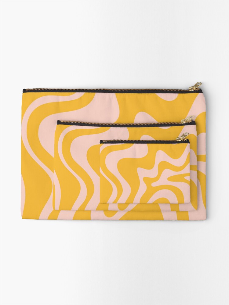 Discover Liquid Swirl Abstract Pattern in Mustard Orange and Blush Pink Makeup Bag