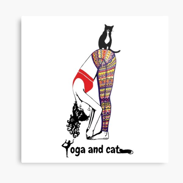 Yoga and cat Metal Print