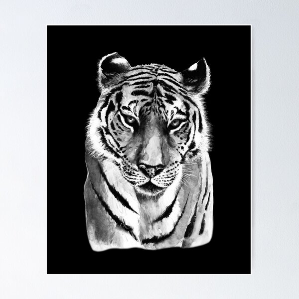 Item preview, Tiger Watercolor in Black and White designed and sold by just-art.