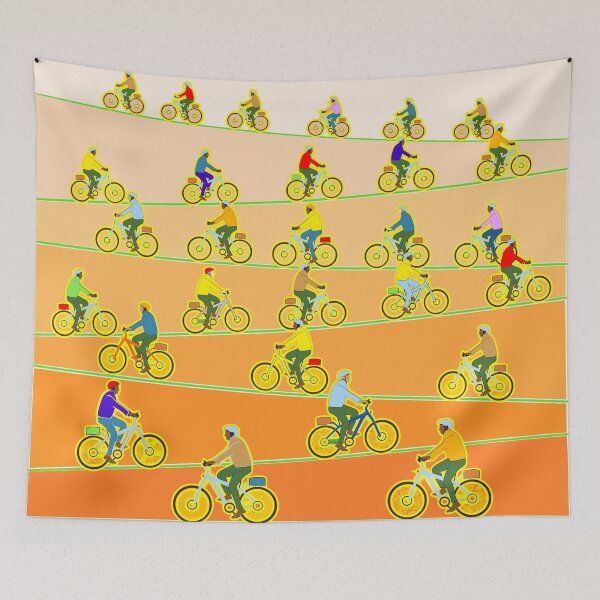 Item preview, Bike Riders Ascending (Orange) - Bicycle Enthusiasts designed and sold by artfulnotebook.