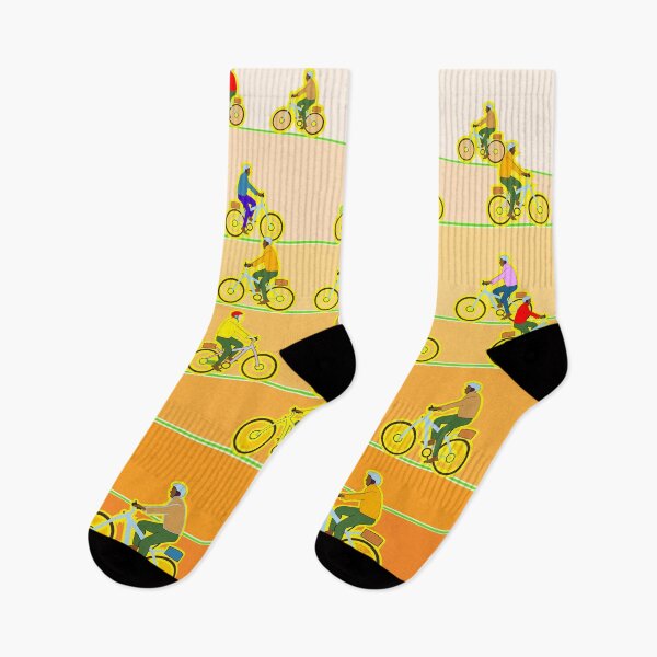 Item preview, Bike Riders Ascending (Orange) - Bicycle Enthusiasts designed and sold by artfulnotebook.