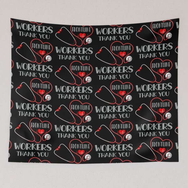 Item preview, Thank You Frontline Workers (Red on Black) designed and sold by PawsitiveMum.