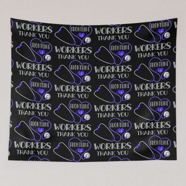 Item preview, Thank You Frontline Workers (Blue on Black) designed and sold by PawsitiveMum.