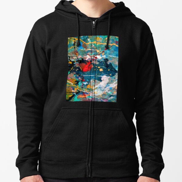 Perception in Cyan Blue by Adelaide Artist Avril Thomas Zipped Hoodie