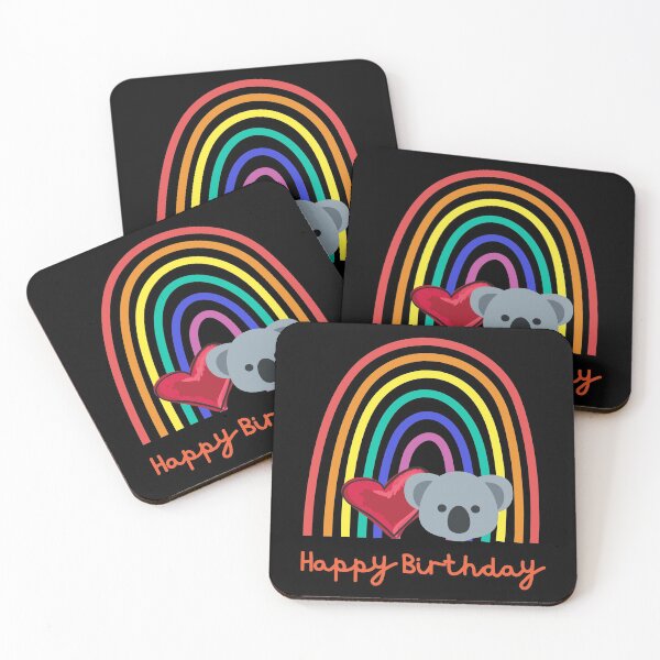 Item preview, Happy Birthday! Cute koala bear in front of rainbow & heart, happy birthday designed and sold by karlsageder.
