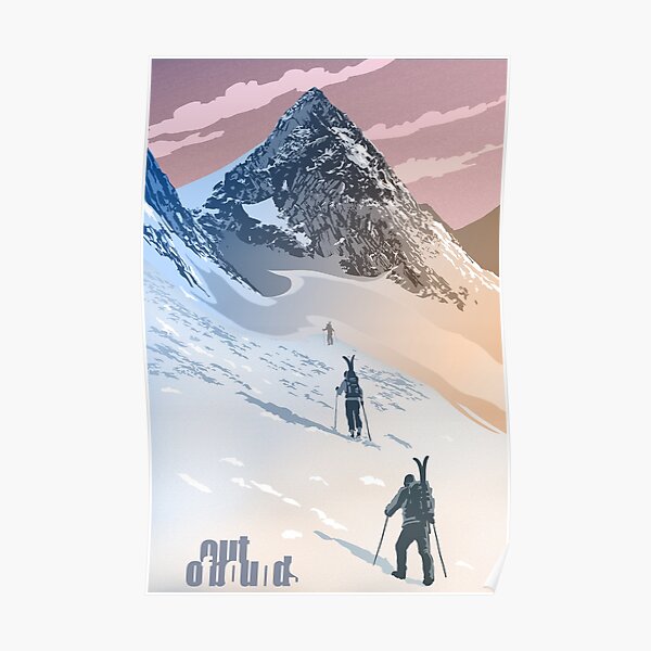 Out of Bounds back country ski poster Poster