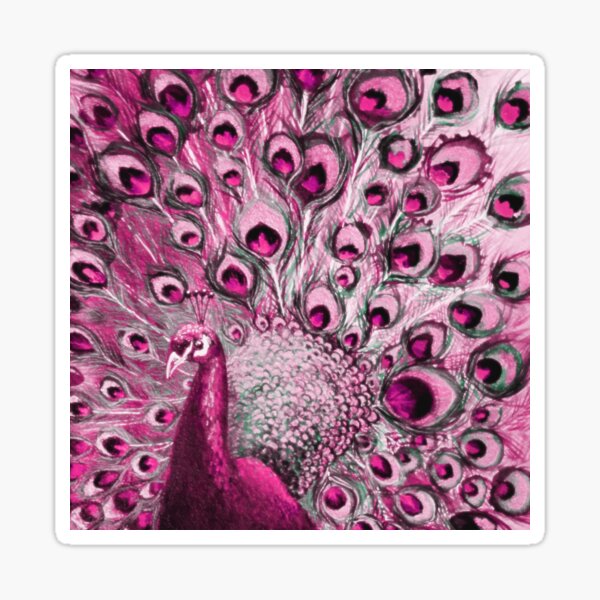 Item preview, Pink Peacock Full Glory Art designed and sold by Nicola Morgan.