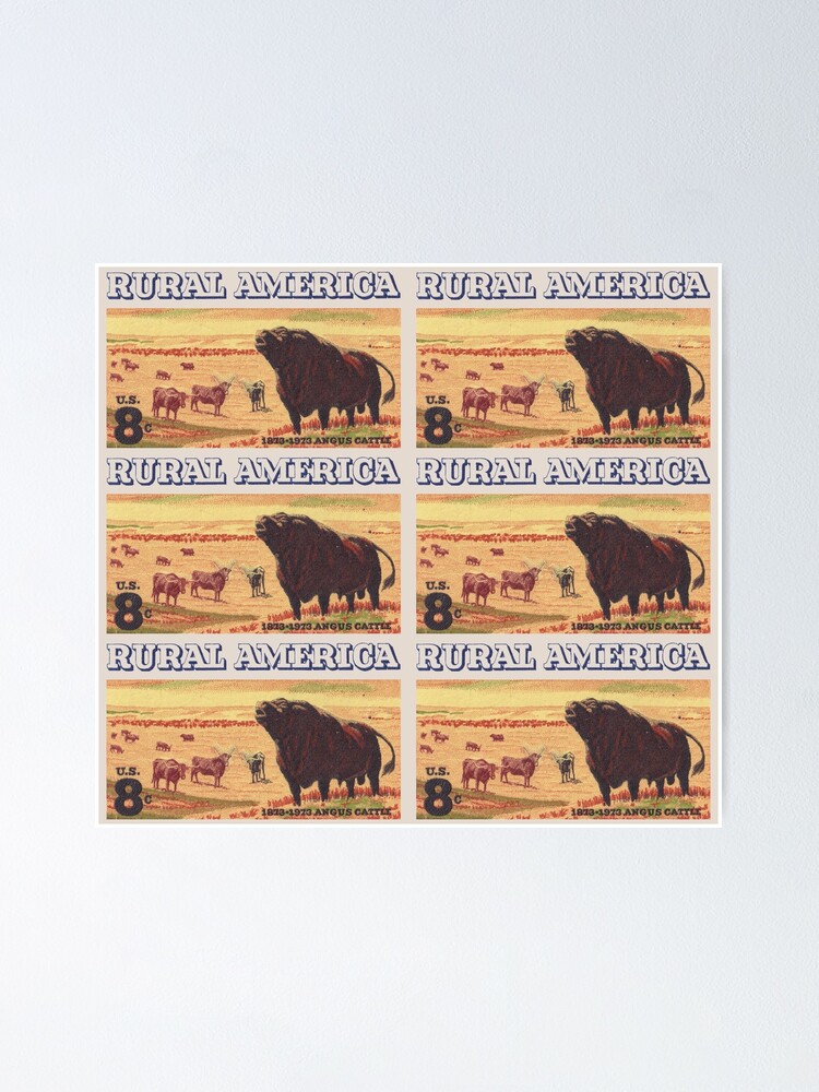 Rural America cattles herd vintage US post stamp