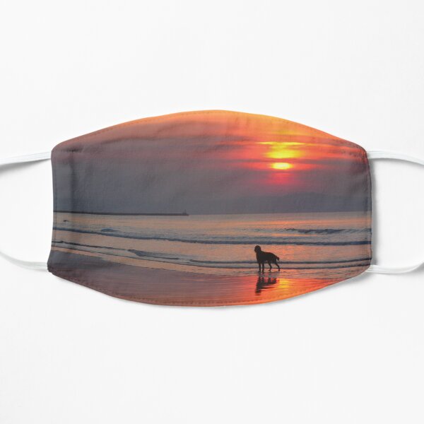 Sunset Irish Setter Silhouette on the Irish Sea Flat Mask