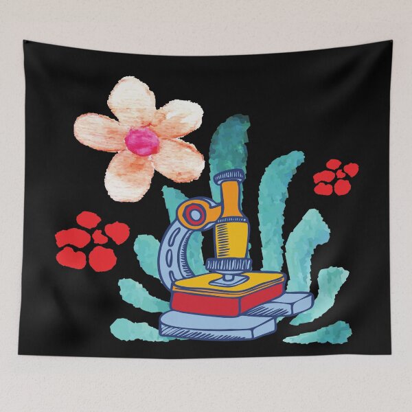 Item preview, WATERCOLOR FLOWERS HAND DRAWN MICROSCOPE SCIENCE LABORATORY designed and sold by Hippiesole.