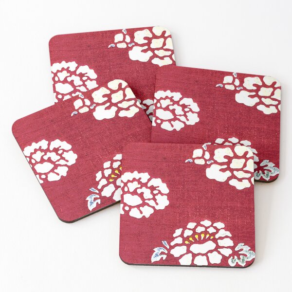 Item preview, Vintage Designs of Kyotoco White flowers on a red background designed and sold by Rantan1618.