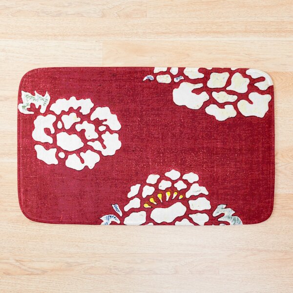 Item preview, Vintage Designs of Kyotoco White flowers on a red background designed and sold by Rantan1618.