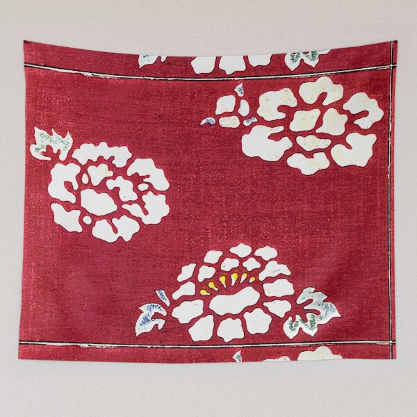 Item preview, Vintage Designs of Kyotoco White flowers on a red background designed and sold by Rantan1618.