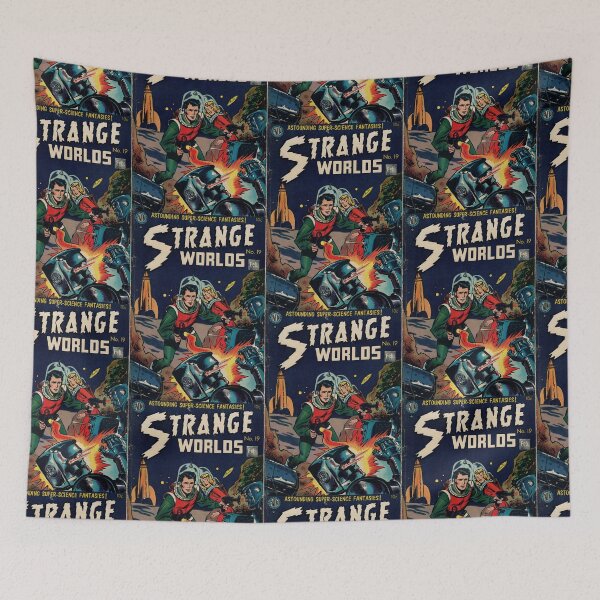 Item preview, Strange Worlds Retro American Sci-Fi Comic Book designed and sold by LittleIconShop.