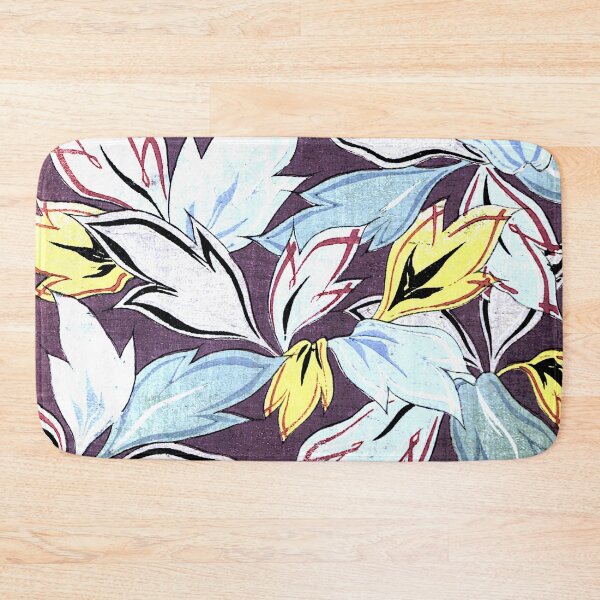 Item preview, Vintage Designs of Kyotoco textile blue and yellow leaves. designed and sold by Rantan1618.