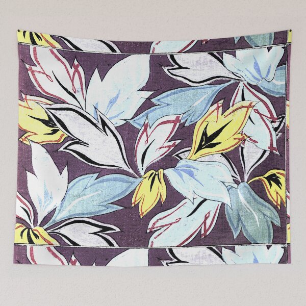 Item preview, Vintage Designs of Kyotoco textile blue and yellow leaves. designed and sold by Rantan1618.