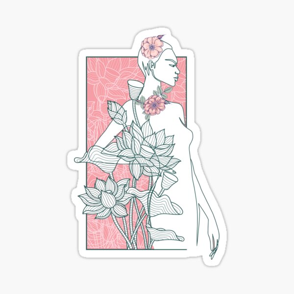 Flower Girl Art Pink Sticker