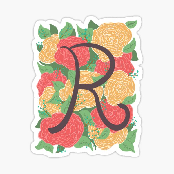 Yellow And Red Floral Letter R Sticker For Sale By Missmann Redbubble