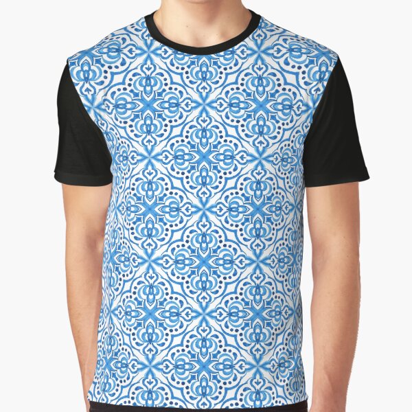 Vista previa del artículo con la obra «Patrón de azulejo de acuarela azulejo portugués azul y blanco», diseñado y vendido por Rhu Creations.